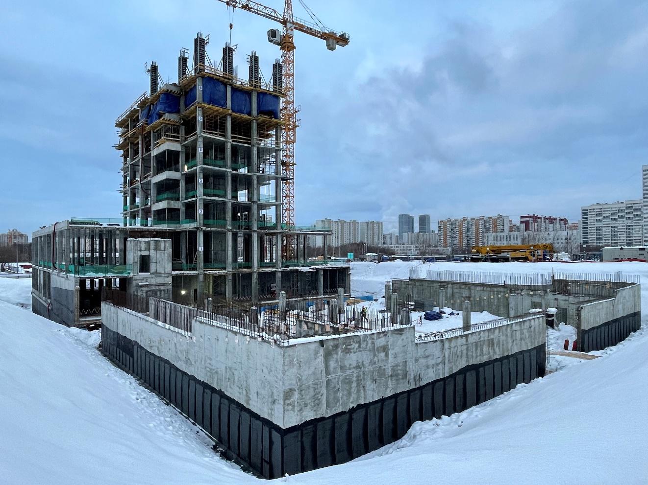 Возведение монолитных конструкций "7 этажа" в период с 09.02.2022 по 19.02.2022