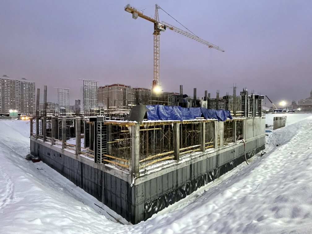 Возведение монолитных конструкций "0 этажа" в период с 19.11.2021 по 02.12.2021