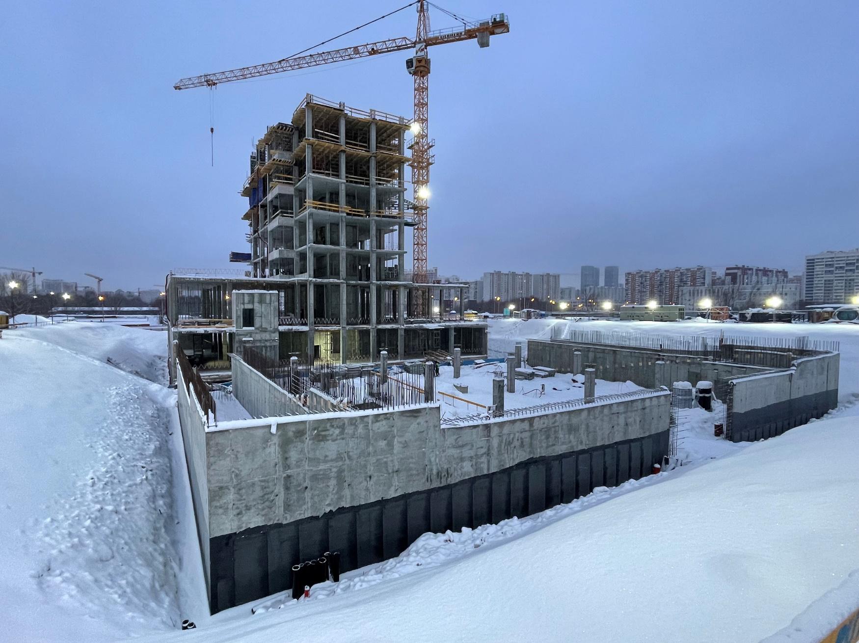 Возведение монолитных конструкций "6 этажа" в период с 29.01.2022 по 09.02.2022