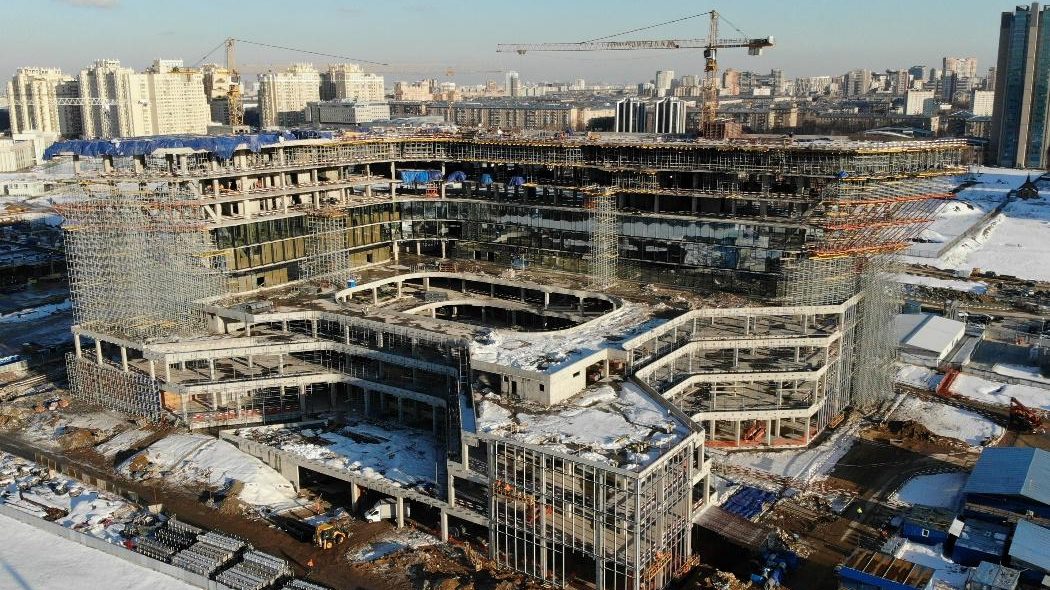 Устройство монолитного каркаса здания (1-7 этажи) и монтаж фасада