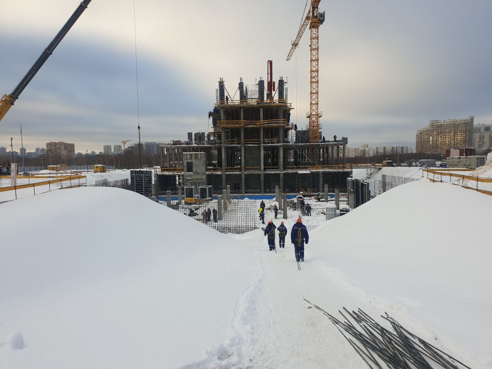 Возведение монолитных конструкций "3 этажа" в период с 03.01.2022 по 11.01.2022