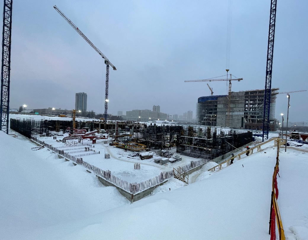 Возведение монолитных конструкций «-1 этажа» в период с 03.01.2022 по 14.03.2022