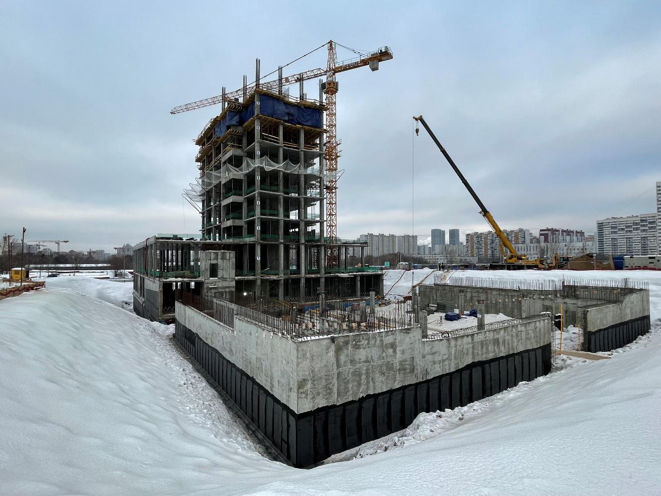 Возведение монолитных конструкций "8 этажа" в период с 19.02.2022 по 01.03.2022
