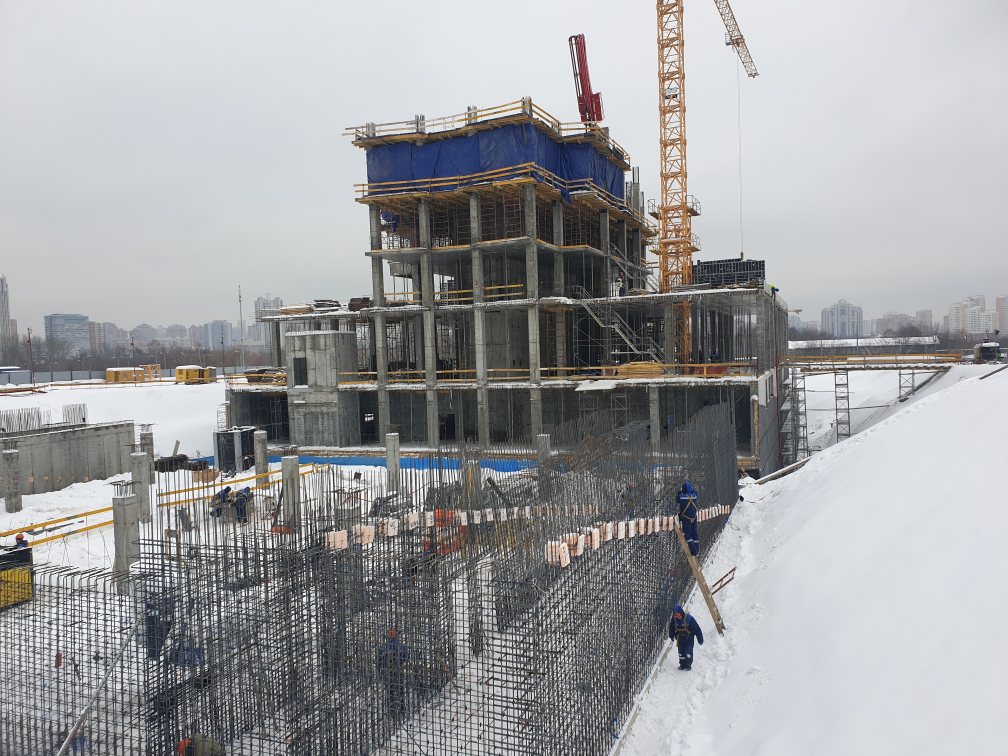Возведение монолитных конструкций "4 этажа" в период с 11.01.2022 по 20.01.2022