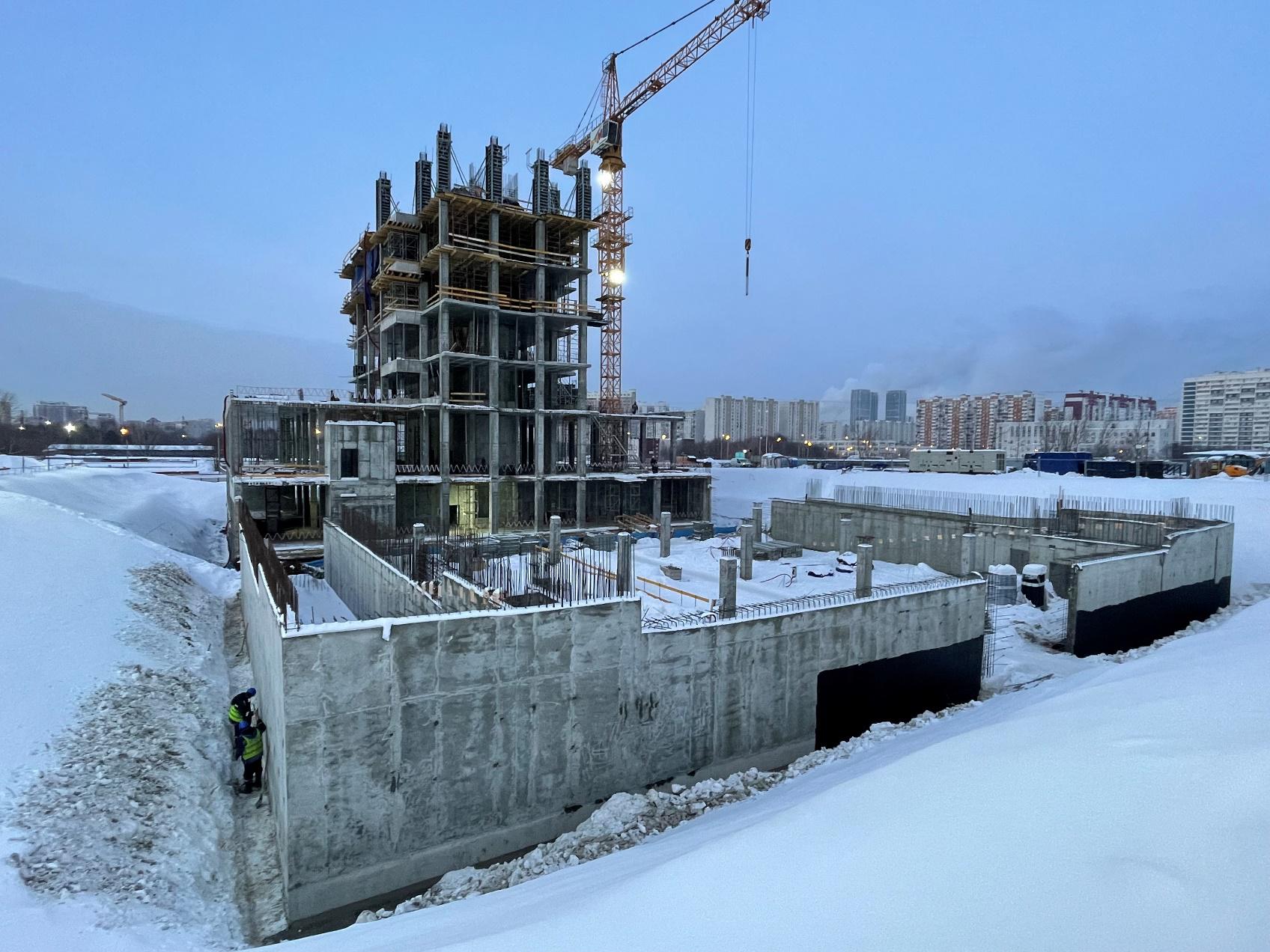 Возведение монолитных конструкций "6 этажа" в период с 29.01.2022 по 09.02.2022