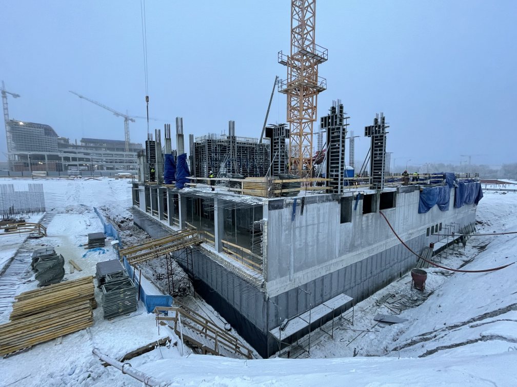 Возведение монолитных конструкций "1 этажа" в период с 02.12.2021 по 15.12.2021