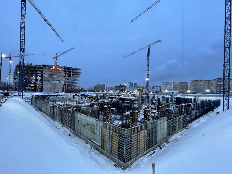 Возведение монолитных конструкций «-1 этажа» в период с 03.01.2022 по 14.03.2022