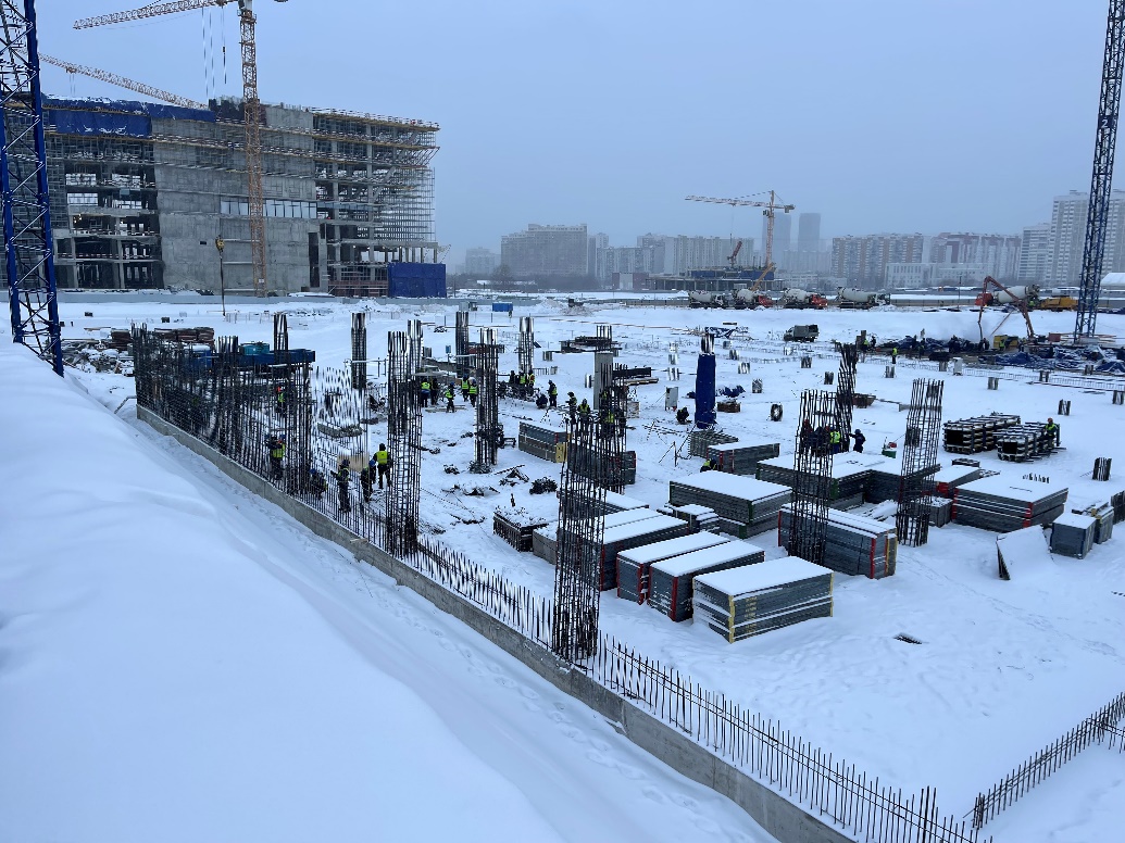 Возведение монолитных конструкций «-1 этажа» в период с 03.01.2022 по 14.03.2022