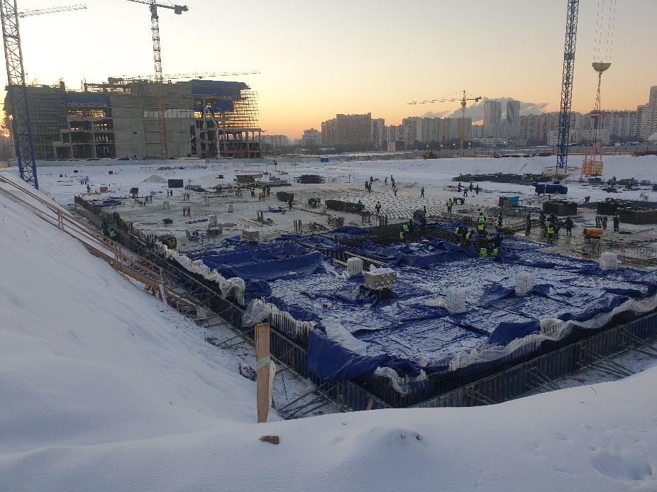 Возведение фундаментной плиты в период с 22.11.2021 по 01.03.2022